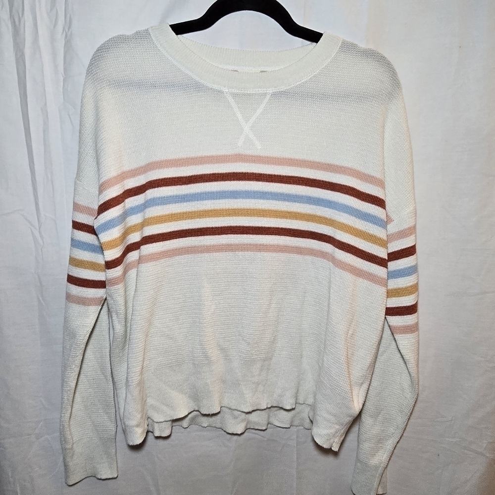 Altar'd State Colorful Stripe 90s Style Ribbed Lightweight Sweater, sz XS